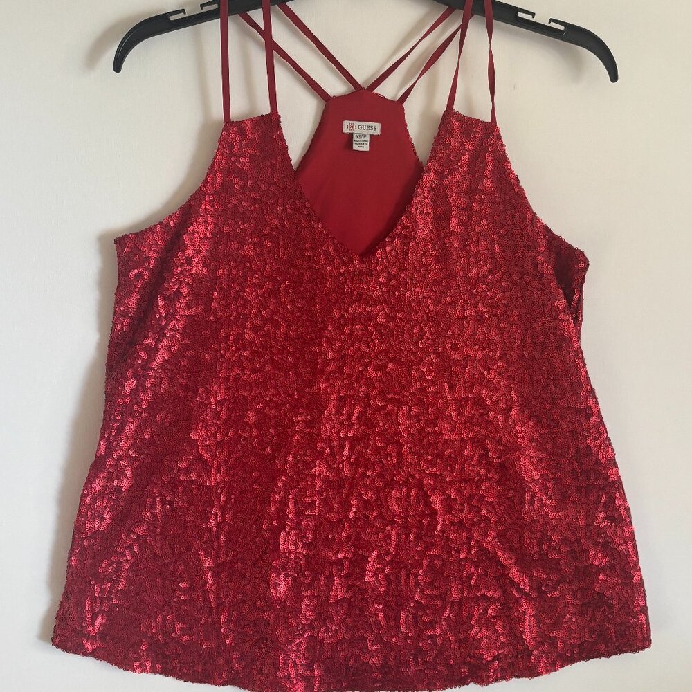 Red Sequin Cami top from GUESS w/spaghetti strap